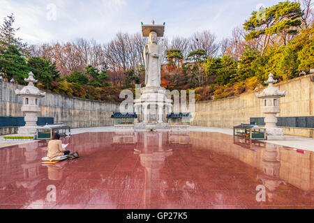 Bongeunsa temple of downtown skyline in Seoul City, South Korea. Stock Photo