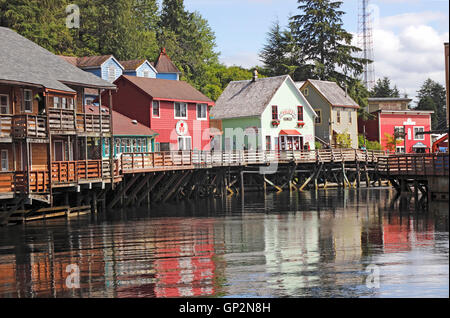 Creek Street shops tourist attractions Ketchikan Tongass Narrows Inside Passage Southeast Alaska USA Stock Photo