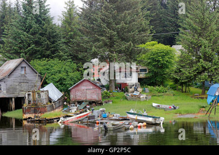 Fisherman home fishing fleet boats Petersburg 'Little Norway' fishing village Mitkof Island Inside Passage Southeast Alaska USA Stock Photo