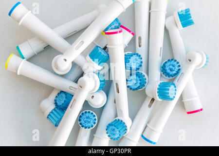 Electronic toothbrush heads isolated on a white background. Stock Photo