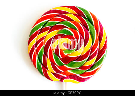 Close-up of colorful lollipop isolated on a white background. Stock Photo