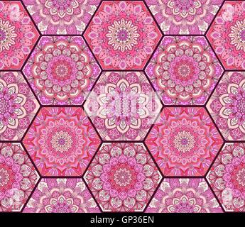 Honey Comb Hex Pattern Flower Complex 4 Stock Vector