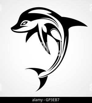 Dolphin Tattoo Design Stock Vector