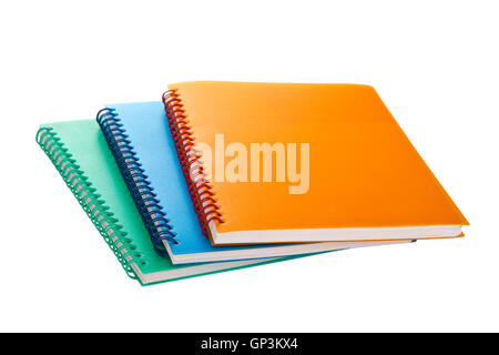 Three writing pads isolated on white background Stock Photo