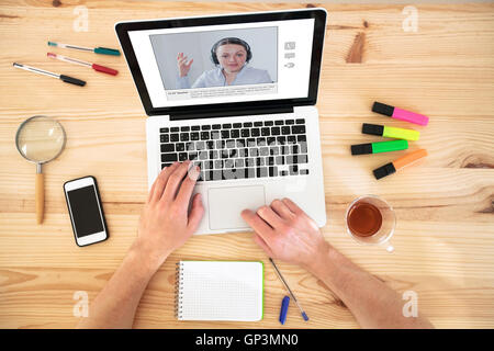 video conference, education online, coaching on internet or webinar Stock Photo