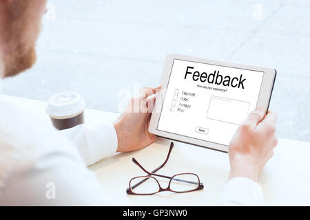 feedback, writing review online Stock Photo