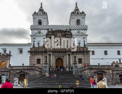 Church and Convent of St. Francis at Plaza de San Francisco in historic old city Quito, Ecuador. Stock Photo