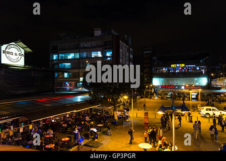 Vibrant night life with varieties of restaurants and bars in Quito, Ecuador. Stock Photo