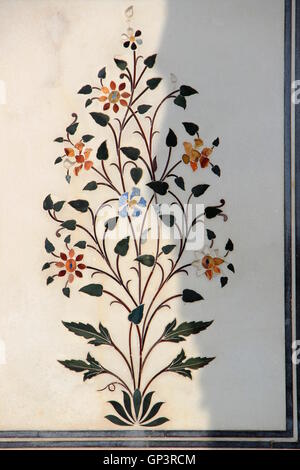 Beautiful floral inlay work in marble at Maharaj Sawai Mansingh II Museum, City Palace, Jaipur, Rajasthan, India, Asia Stock Photo