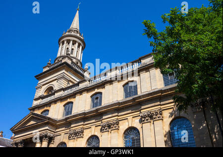 Looking up the exterior of All Saints Church in Oxford.  It now houses the library for Lincoln College. Stock Photo