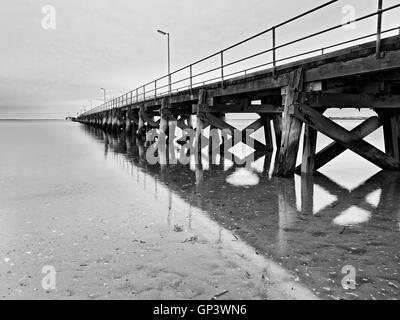 timber historic shipment jetty in Streaky bay town of South Australia on Great Australian Bight. Still calm weather Stock Photo