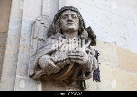 A sculpture on the exterior of Magdalen College in Oxford, England. Stock Photo