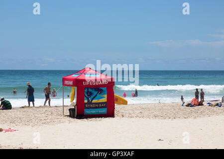 Surf Rescue Lifeguard tent on Broken head beach in Byron Bay,new south wales,australia Stock Photo