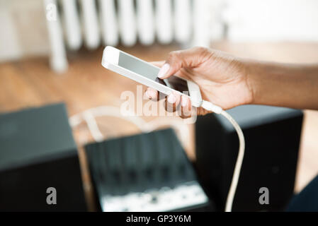 Using smartphone with touch screen Stock Photo