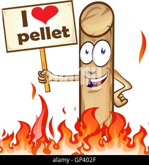 pellet cartoon with signboard   on white background Stock Vector