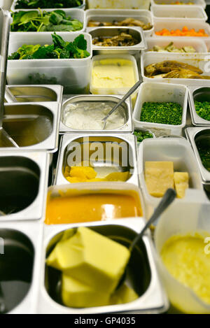 Variety of ingredients in containers Stock Photo