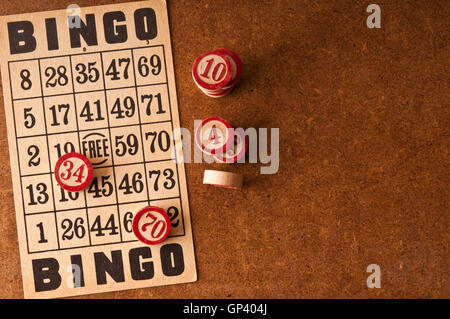 vintage bingo cards and markers Stock Photo