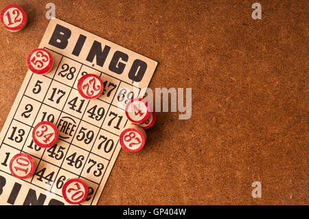 vintage bingo cards and markers Stock Photo