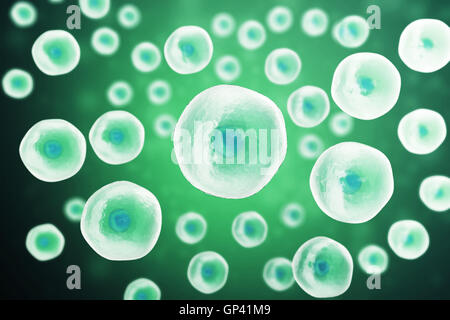 Cell under microscope. Life and biology, medicine scientific, molecular research dna. 3d illustration. Stock Photo