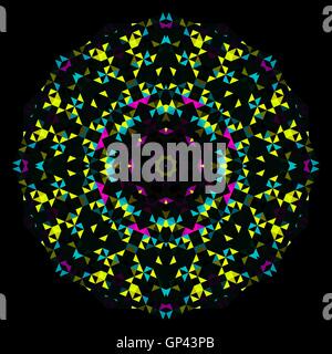 Abstract Geometric Bright Kaleidoscope Pattern. Round Flower Ornament Stock Vector