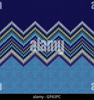 Seamless Ethnic Geometric Knitted Pattern. Style Blue White Gree Stock Vector