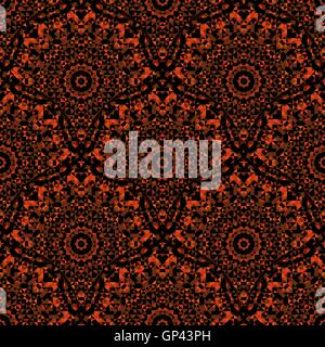 Abstract Seamless Red Orange Black Geometric Vector. Stock Vector