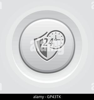 Protected 24-hour Icon. Flat Design. Stock Vector