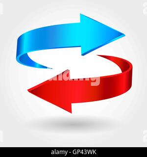 Red and blue arrows are moving towards Stock Vector