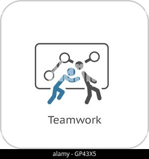 Teamwork Icon. Flat Design. Stock Vector