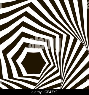 Black and white optical illusion. Op art vector background with Stock Vector