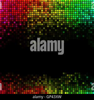 Abstract lights disco background. Multicolor square pixel mosaic Stock Vector