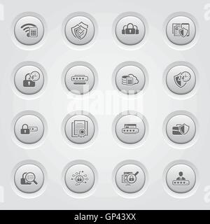 Button Design Security and Protection Icons Set. Stock Vector