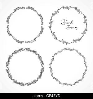 Vintage Round Frame With Patterns Circular Frames On A White