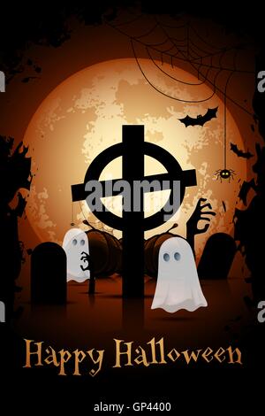 Halloween Zombie Party Poster Template. Stock Vector