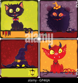 Halloween monsters. Cartoon Halloween funny characters set. Stock Photo