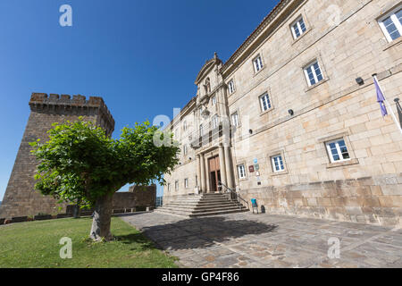 Tower and Facade of the Parador de Monforte de Lemos, Lugo province, Galicia, Spain Stock Photo