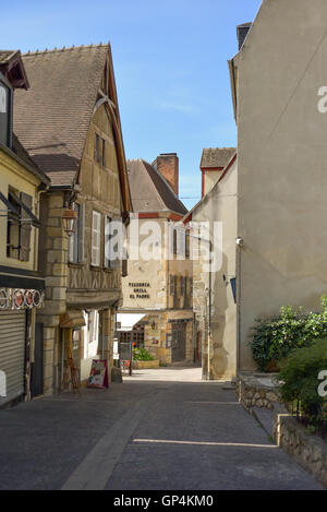 A cobbled street in the medieval town of Montlucon Stock Photo