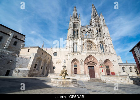 BURGOS, SPAIN - 31 AUGUST, 2016: Construction on Burgos' Gothic Cathedral began in 1221 and spanned mainly from the 13th to 15th Stock Photo