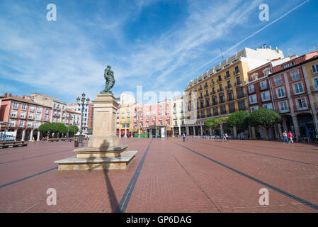 BURGOS, SPAIN - 31 AUGUST, 2016: monument to King Carlos III in the main square of the city on a summer afternoon Stock Photo