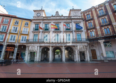 BURGOS, SPAIN - 31 AUGUST, 2016: facade of the town hall in main square of the city on a summer afternoon Stock Photo