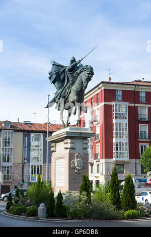 BURGOS, SPAIN - 31 AUGUST, 2016: Statue in honor of the medieval hero El Cid Campeador Stock Photo