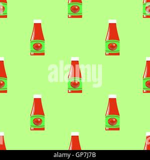 Tomato Ketchup Seamless Pattern Stock Vector