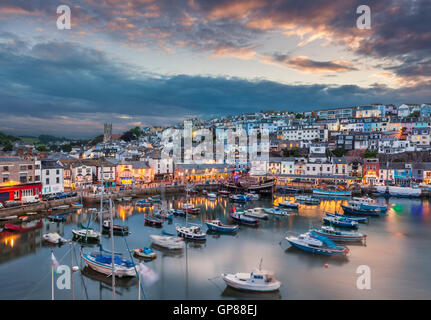 Brixham Harbour at sunset Brixham Devon England UK GB Europe Stock Photo