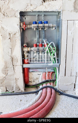 Underfloor heating installation Stock Photo