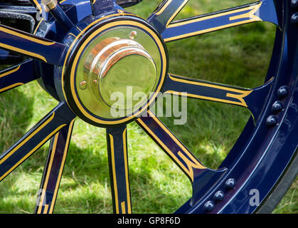 Close up detail of traction engine wheel Stock Photo