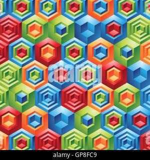Three Dimensional colorful geometric cubes fun background Stock Vector
