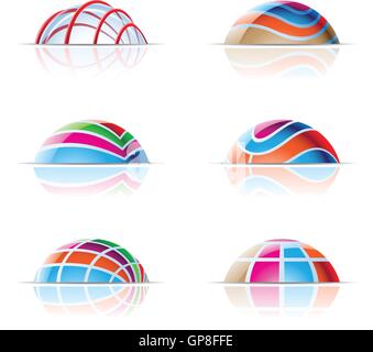 vector illustration of colourful domes and reflections Stock Vector