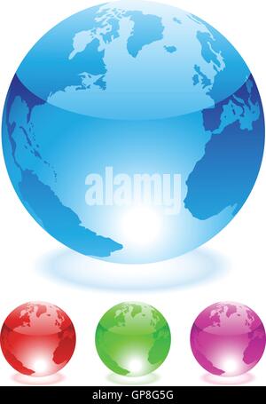 colourful glass globes isolated on a white background Stock Vector