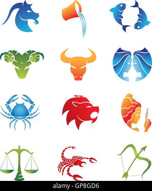 Zodiac Star Signs isolated on a white background Stock Vector