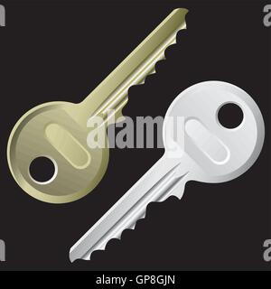 a set of keys isolated on a black background Stock Vector